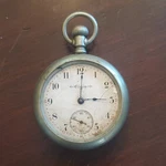 Elgin Men's Nickel Silver Pocket Watch Seconds Sub-dial Mechanical Vintage. Fixed Price $78.00.