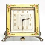Elgin Sterling Silver Guilloche Enamel 8 Day Clock Vintage 1930S *for Repair*. Fixed Price $180.00.