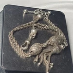 Fabulous Antique Victorian Sterling Silver Albertina Pocket Watch Chain. Fixed Price $141.29.