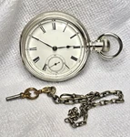1884 Waltham Broadway 18S Mod 1877 Sterling Silver Hunter Key Wind Pocket Watch. Fixed Price $275.00.