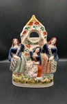 Antique Staffordshire Figures Pocket Watch Holder - Scottish Dancers 1850S. Fixed Price $117.00.