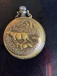 Westclox Hunting Buck Dog Pocket Watch Works. Fixed Price $15.00.