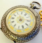 Antique 1880 Victorin Hand Painted & Highly Engraved Silver Pocket Watch,key Inc. Fixed Price $161.21.