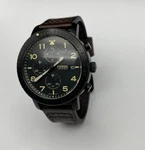 Fossil CH-3086 Black Dial Chronograph Men's Analog Wrist Watch Leather Band. Fixed Price $45.00.