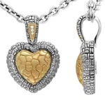Philip Andre 18K Gold & Sterling Silver Diamond Heart Pendant Necklace Enhancer. Fixed Price $395.00.