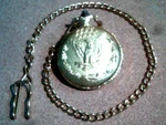 Gold Tone American Eagle Round Pocket Watch Classic With Chain And Fob. Fixed Price $13.00.