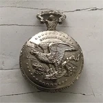 American Historic Society Quartz Hunter Pocket Watch Roman Dial Silver. Fixed Price $50.00.