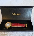 Stauer Women's Watch 23518, Red Band, Dial Gold Tone. Rare, Great Condition. Fixed Price $62.99.
