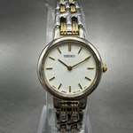 Seiko Watch Women 21MM White Dial Two Tone Round 1N00-1E09 New Battery Abr. Fixed Price $29.99.