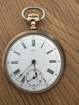 Omega Pocket Watch Gold Plated Circa 1900 51MM Running. Fixed Price $375.00.