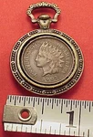 Miniature Indian Head Penny Pocket Watch Fob Chain Charm Pendant Drop. Fixed Price $9.49.