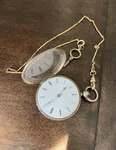 Antique Victorian Swiss Cylinder Escapement Pocket Watch W/ Key & Chain 8 Rubies. Fixed Price $260.00.