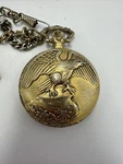 Eagle Pocket Watch Men Gift Gold Tone Quartz With Chain Untested. Fixed Price $15.00.