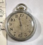 Illinois 16 Size Mechanical Pocket Watch 15 Hunter Movement Silver Open Face. Fixed Price $150.00.