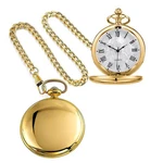 Tiong Gold Smooth Pocket Watch Steel Quartz Roman Numerals With WHITE-07. Fixed Price $14.76.