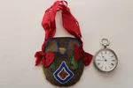 Antique Women's 1800S Sterling Silver Pocket Watch & Native American Beaded Case. Fixed Price $249.00.