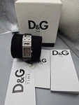 Dolce & Gabbana DW0505 Women's Shout Sparkling Stones Black Leather Strap Watch. Fixed Price $430.00.