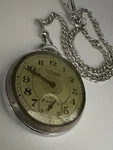 Ingraham St. Regis Mechanical Wind Up Pocket Watch & Stainless Steel Chain Works. Fixed Price $39.99.