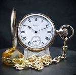 Antique Waltham 17J Gold Filled Full Hunter Pocket Watch With Chain & Case. Fixed Price $705.23.
