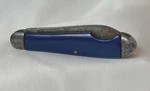 Vtg Syracuse Knife Co. Pocket Double Blade Blue Scales New York. Fixed Price $69.95.