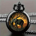 Classic Ornament, Elegant Vintage Elephant Quartz Pocket Watch - Black. Fixed Price $15.25.