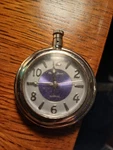 Bodygear 36-156 Japan Silver/blue Inlay Keychain Pocket Watch, New Battery-works. Fixed Price $6.00.