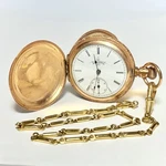 1890 Elgin Gold Filled 7 Jewels Grade 95 Size 6S Hunter Pocket Watch Germany Fob. Fixed Price $350.00.