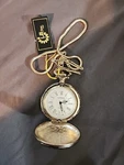 Unitron Silver Tone Finish White Dial Pocket Watch Hunting Scene Nwt. Fixed Price $15.19.
