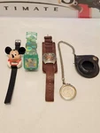 Parts Only Vintage Fossil Pocket Mickey Mouse Krusty Clown Watch Set. Fixed Price $22.99.