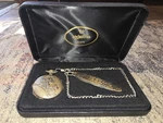 Majestron Quartz Pocket Watch Chain & Knife Train Design- Box. Fixed Price $110.00.