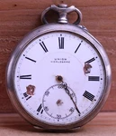 Union Horlogere Uh Silver Case Pocket Watch For Repair 47.7MM (A20). Fixed Price $38.95.