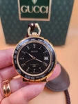 Mint Gucci World Travel Pocket Watch New Battery Service 18K Heavy Gold Plated. Fixed Price $799.99.
