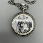 Al Agnew Pocket Watch Men 47MM Silver Tone Wolf Art Full Hunter Chain. Fixed Price $29.99.