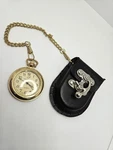 Vintage Louis Jourdan Gold Tone Quartz Pocket Watch & Chain Black Pouch. Fixed Price $19.98.