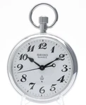 EXC+5 Seiko 7550-0010 Pocket Watch Men 50MM White Dial Silver Tone Jpn #59. Fixed Price $99.90.