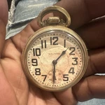 Waltham 17 Jewels Gold Filled Open Face Pocket Watch Arabic Dial Seconds. Fixed Price $400.00.