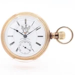 Antique 18S 1897 Illinois Navarre Lodge 17J Hunter Pocket Watch Two Tone Bunn. Fixed Price $904.00.
