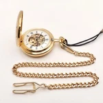 Charles Hubert Skeleton White Face Gold Tone Pocket Watch With Chain New Box. Fixed Price $237.45.