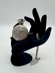 Vintage Churchill Quartz Silver Tone Engraved Eagle Pocket Watch With Chain. Fixed Price $19.99.