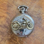 Benrus Quartz Motorcycle Pocket Watch Round Silver Dial. Fixed Price $16.00.