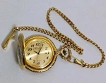 Embassy Pocket Watch W/chain/train Design/gold Tone /untested/needs Battery. Fixed Price $22.89.