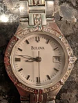 Bulova Watch Silver Tone Diamonds C867878. Fixed Price $50.00.