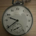 Working Elgin Silver Full Hunter Pocket Watch With Chain. Fixed Price $250.00.