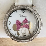 Accutime Disney Crystal Minnie Mouse Watch SR626SW Leather Band Works Great. Fixed Price $8.26.