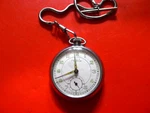 Ruhla Chromed Hand Wind White Dialed Pocket Watch With Chain... Fully Working. Fixed Price $67.33.