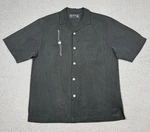 Nat Nast Shirt Mens Medium Gray Silk Embroidered Short Sleeve Button Up Casual. Fixed Price $34.95.