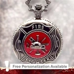 Firefighter Pocket Watch Vintage Look Silver Red Fireman Gift, Emt, Hero. Fixed Price $19.00.