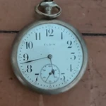 Elgin Silver Pocket Watch White Dial Arabic Numerals Manual Open Face. Fixed Price $100.00.