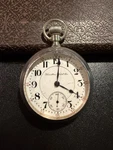 Hamilton 18S 940 21J Gorgeous Sterling Silver Case With Locomotive Inlay. Fixed Price $449.00.