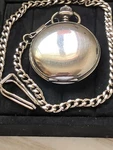 Vintage Colibri Quartz Pocket Watch, Silver Tone Case & Matching Chain As-is. Fixed Price $40.50.